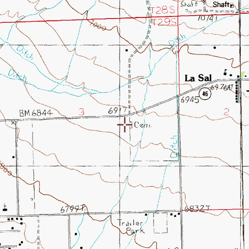 Topographic Map of La Sal Cemetery, UT
