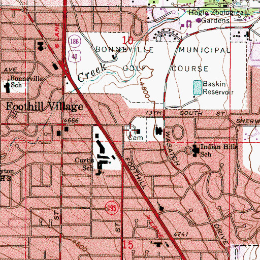 Topographic Map of Larkin Sunset Lawn Cemetery, UT