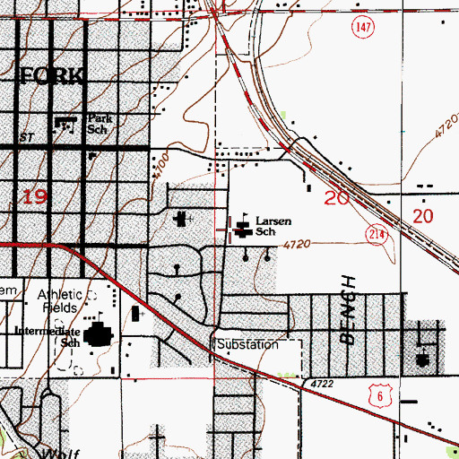 Topographic Map of Larsen Elementary School, UT