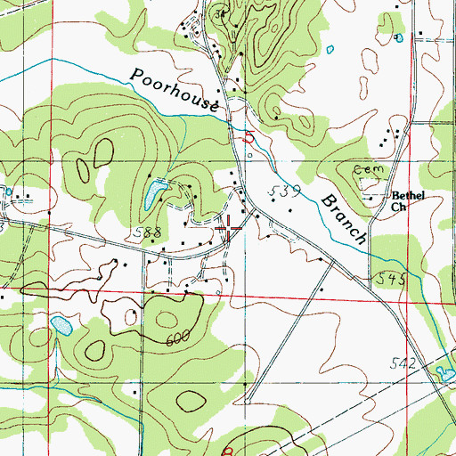 Topographic Map of Ida Academy (historical), AL