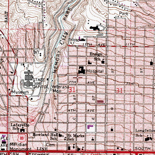 Topographic Map of LDS Hospital, UT