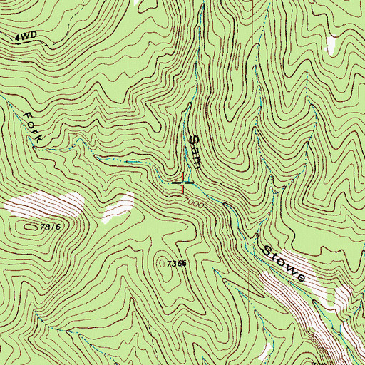 Topographic Map of Left Fork Sam Stowe Canyon, UT