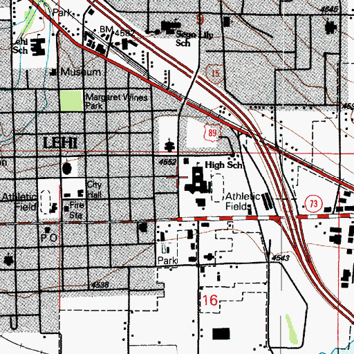 Topographic Map of Lehi High School, UT
