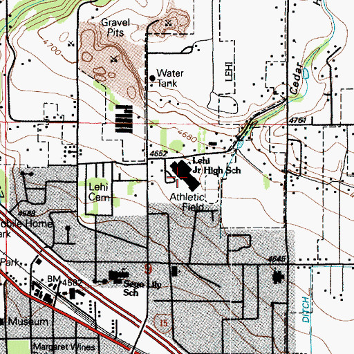 Topographic Map of Lehi Junior High School, UT