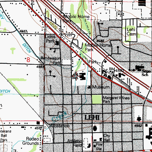 Topographic Map of Lehi Elementary School, UT