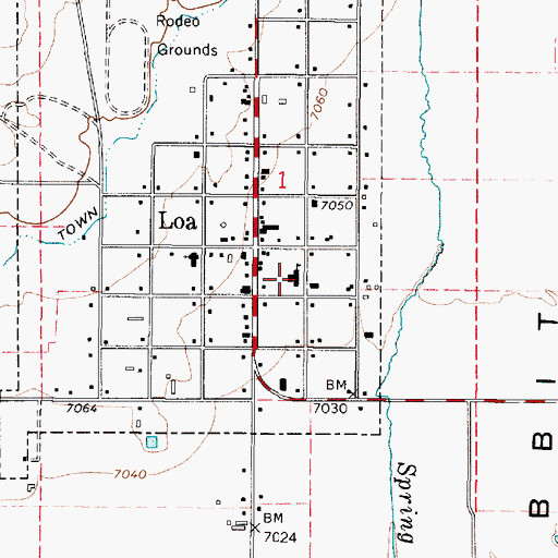 Topographic Map of Loa School, UT