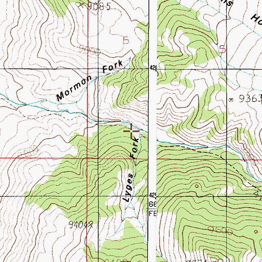 Topographic Map of Lyges Fork, UT