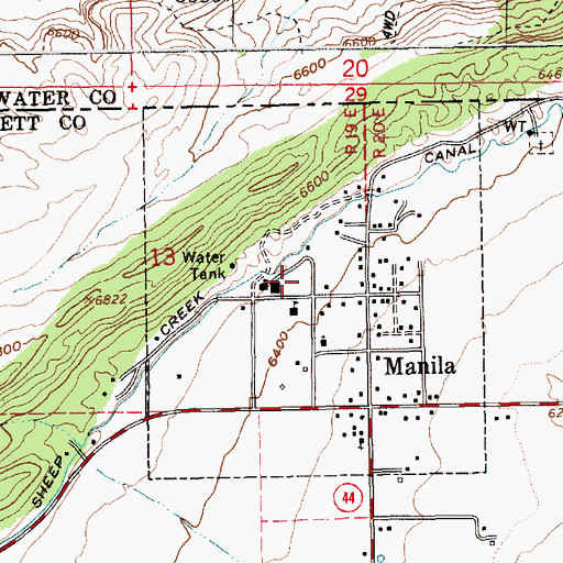 Topographic Map of Manila High School, UT