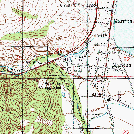 Topographic Map of Mantua Cemetery, UT