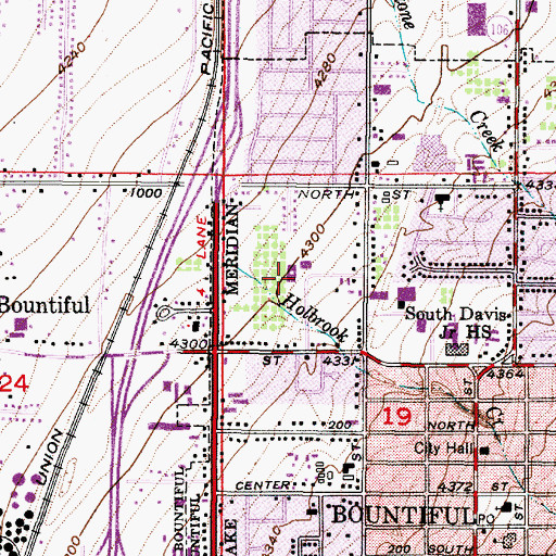 Topographic Map of Meadowbrook Elementary School, UT