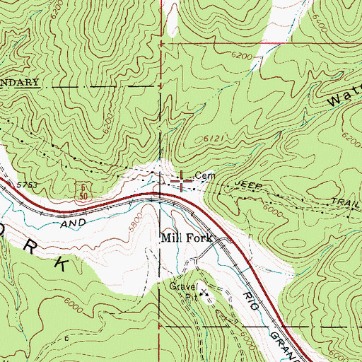 Topographic Map of Mill Fork Cemetery, UT
