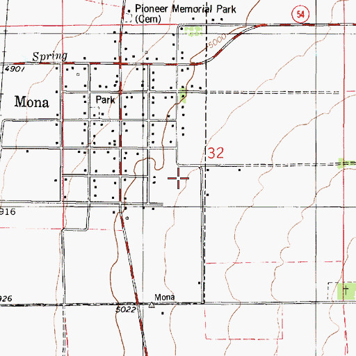 Topographic Map of Mona Elementary School, UT