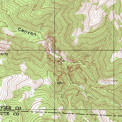 Topographic Map of Monkey Fork Dry Canyon, UT