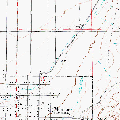 Topographic Map of Monroe City Cemetery, UT