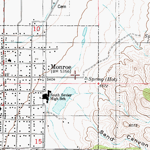 Topographic Map of Monroe Hot Springs Resort, UT