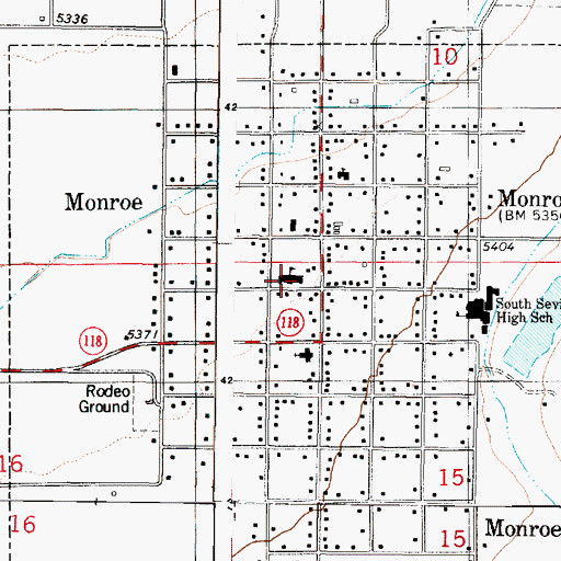 Topographic Map of Monroe Elementary School, UT