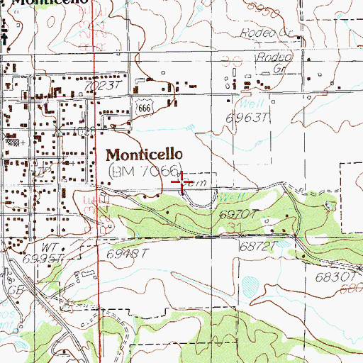 Topographic Map of Monticello City Cemetery, UT