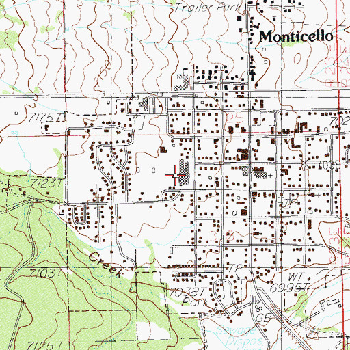 Topographic Map of Monticello High School, UT