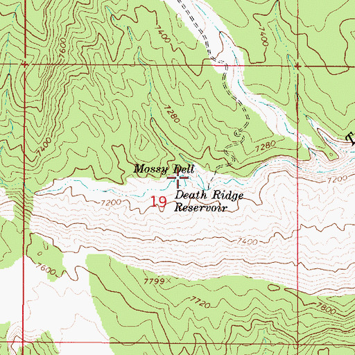 Topographic Map of Mossy Dell Spring, UT