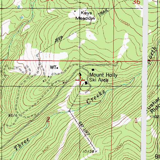 Topographic Map of Mount Holly Ski Area, UT