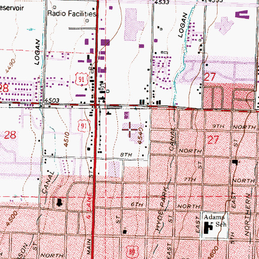 Topographic Map of Mount Logan Middle School, UT