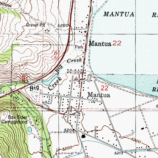 Topographic Map of Mountain View Campground, UT