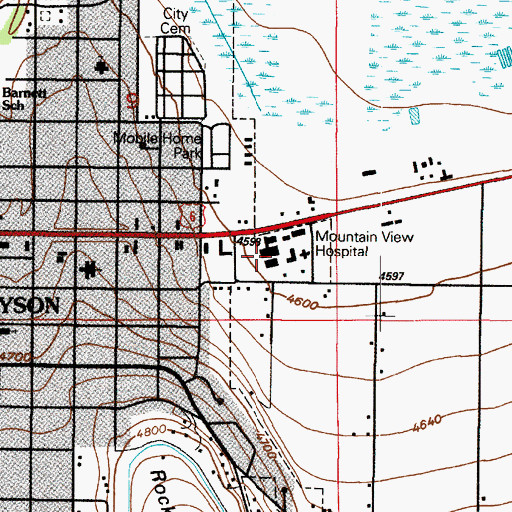 Topographic Map of Mountain View Hospital, UT