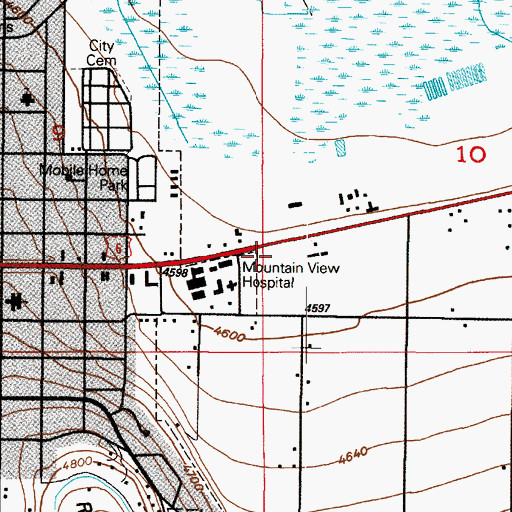 Topographic Map of Mountain View Hospital Heliport, UT