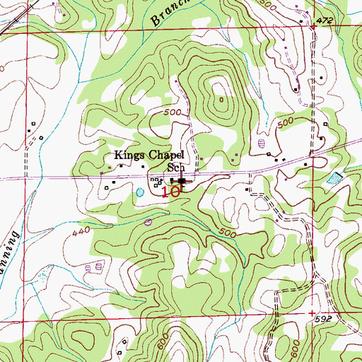 Topographic Map of Kings Chapel, AL