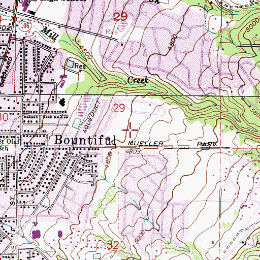 Topographic Map of Mueller Park Junior High School, UT
