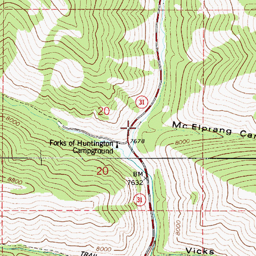 Topographic Map of McElprang Canyon, UT