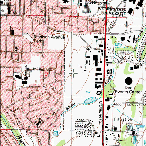 Topographic Map of McKay - Dee Hospital Center, UT