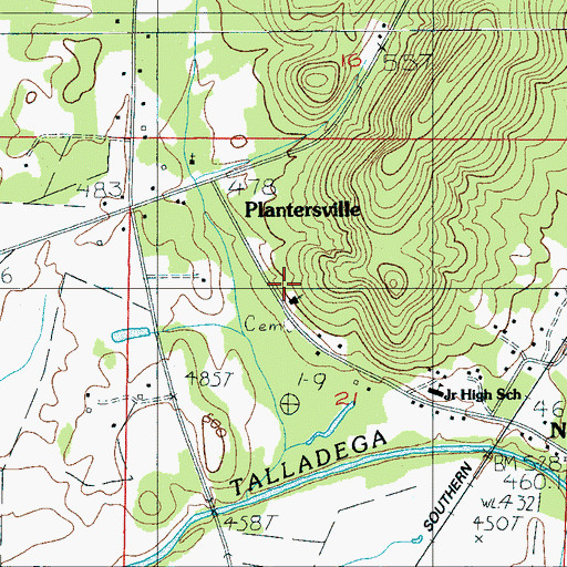 Topographic Map of Kingston, AL
