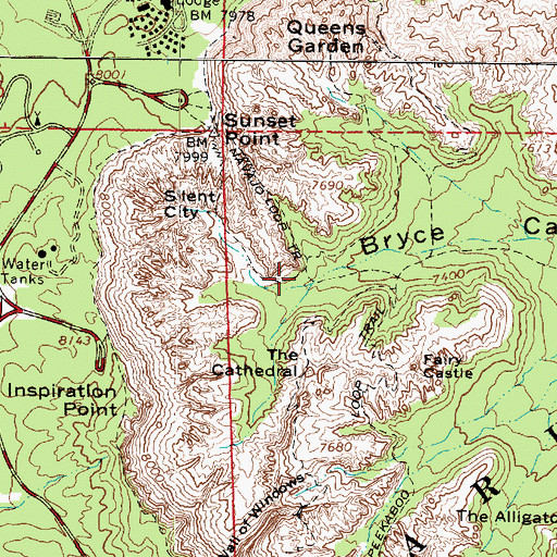 Topographic Map of Navajo Loop Trail, UT