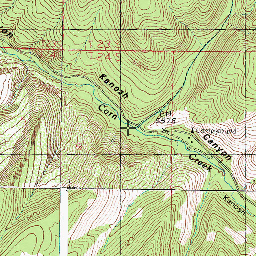 Topographic Map of North Fork Corn Creek, UT