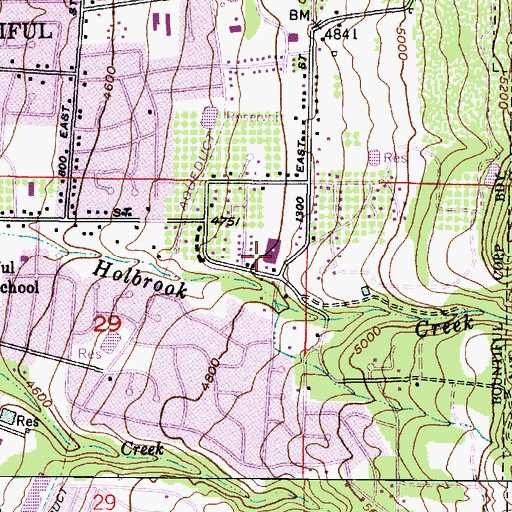 Topographic Map of Oak Hills Elementary School, UT