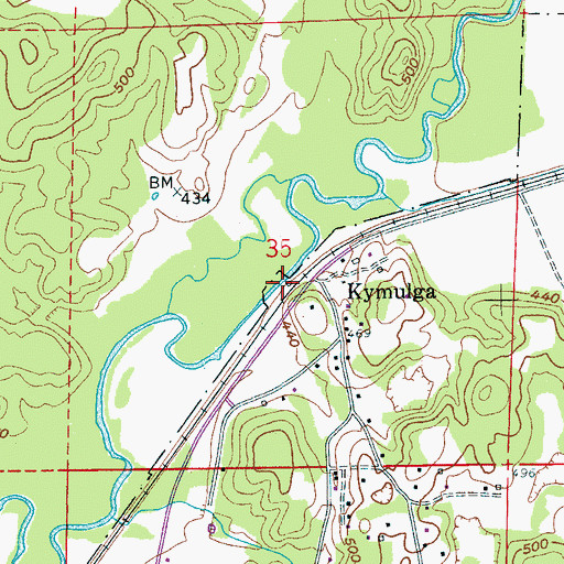 Topographic Map of Kymulga Mill (historical), AL