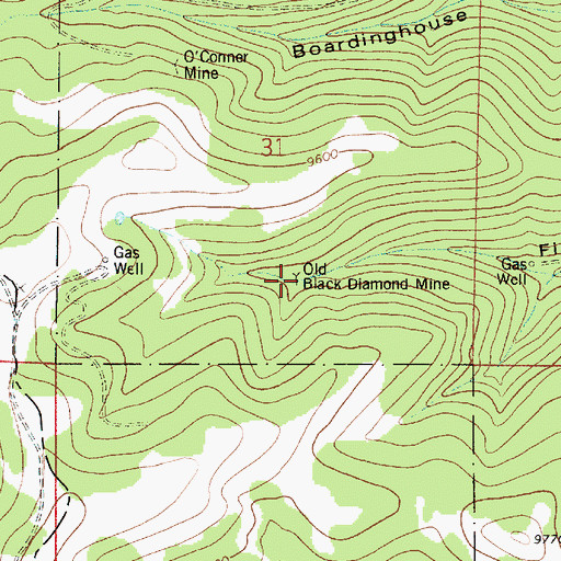 Topographic Map of Old Black Diamond Mine, UT