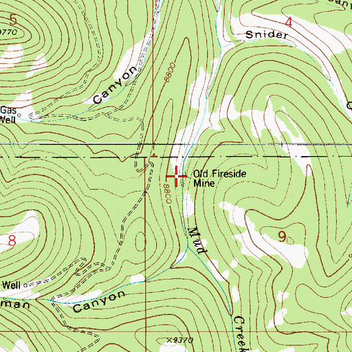 Topographic Map of Old Fireside Mine, UT