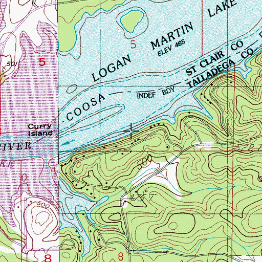 Topographic Map of Kyser Leonard Lakefront Estates, AL