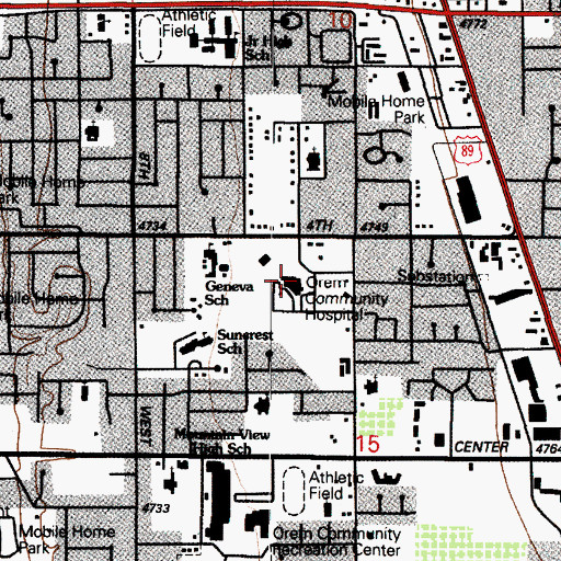 Topographic Map of Orem Community Hospital, UT