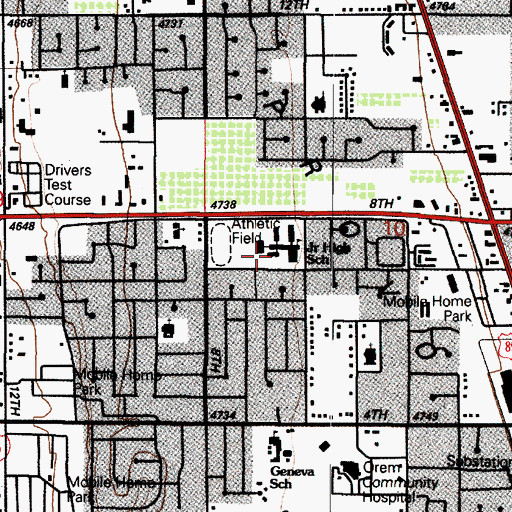 Topographic Map of Orem Junior High School, UT