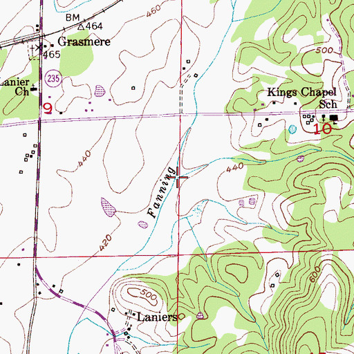 Topographic Map of Laniers Branch, AL