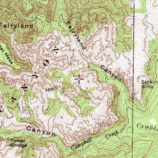 Topographic Map of Palace of the Fairy Queen, UT