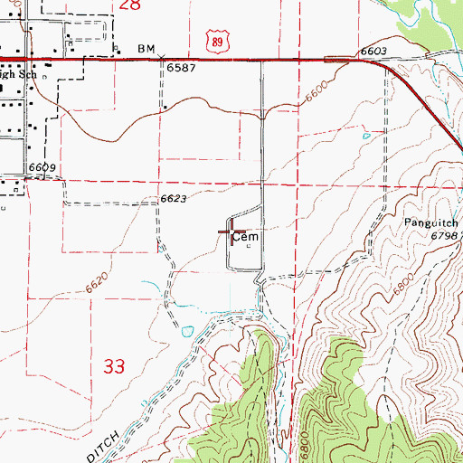 Topographic Map of Panguitch City Cemetery, UT