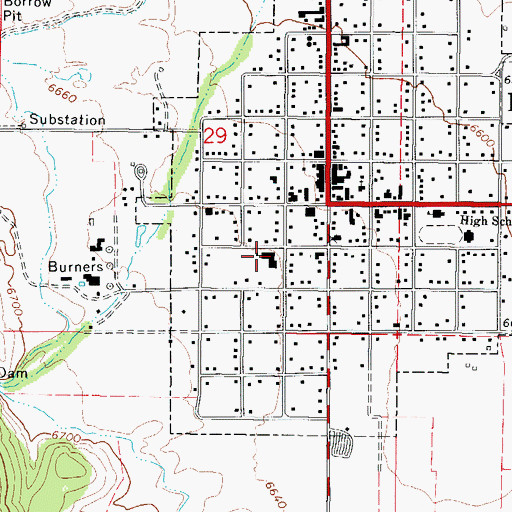 Topographic Map of Panguitch Elementary School, UT