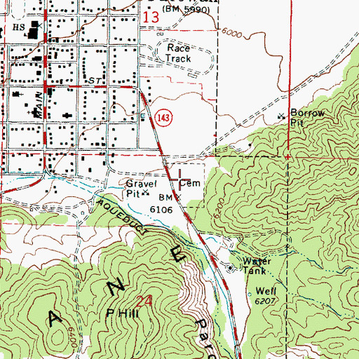 Topographic Map of Parowan City Cemetery, UT