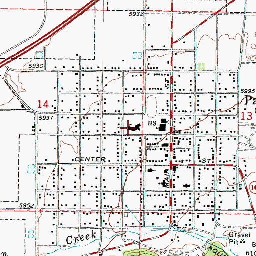 Topographic Map of Parowan Elementary School, UT