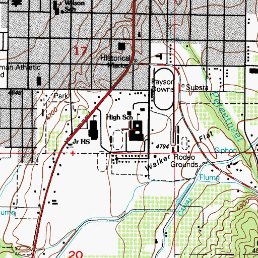 Topographic Map of Payson High School, UT