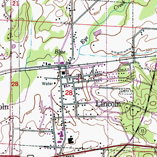 Topographic Map of Lincoln Baptist Church, AL